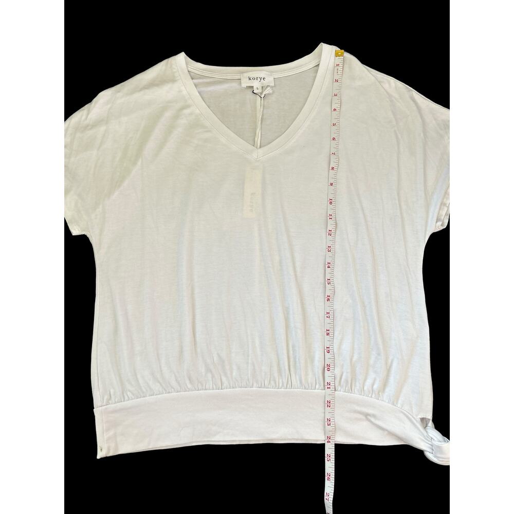 NWT Korye V Neck White Tie Knot Detail Relaxed Fit Cap Sleeve Size Large - Picture 10 of 10
